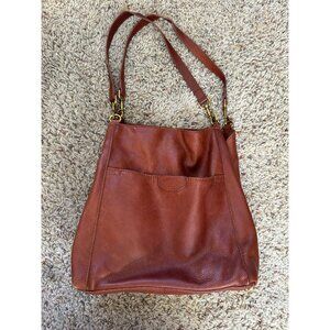 American Leather Co. Womens Brown Leather Shoulder Bag  Detachable Straps